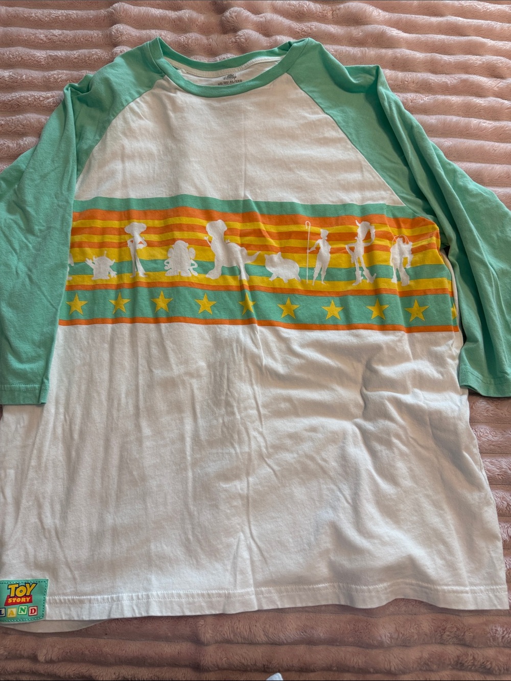 Toy Story Green & White Raglan Top